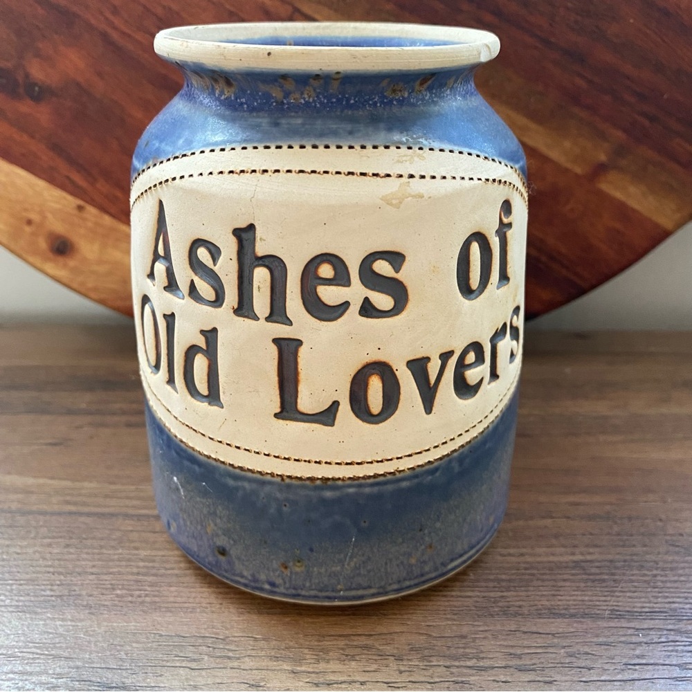 Vintage Novelty “Ashes of Old Lovers” Pottery Jar / flower vase